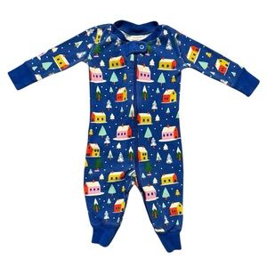 Hanna Andersson Organic Cotton Footless Sleeper Winter Village Print 3–6 Months